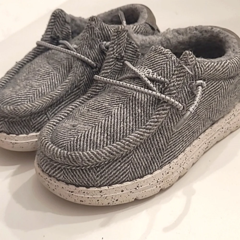 Bruno Marc Slip-On Fur Casual Loafer Unisex Knit Canvas Moccasin Sneaker Sz 9